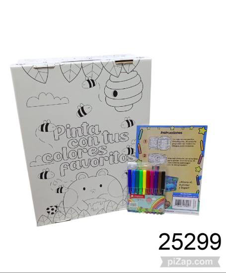 Imagen de CAJA MEDIANA P/COLOREAR CON SET X10 FIBRAS 39X30X18CM 5.26